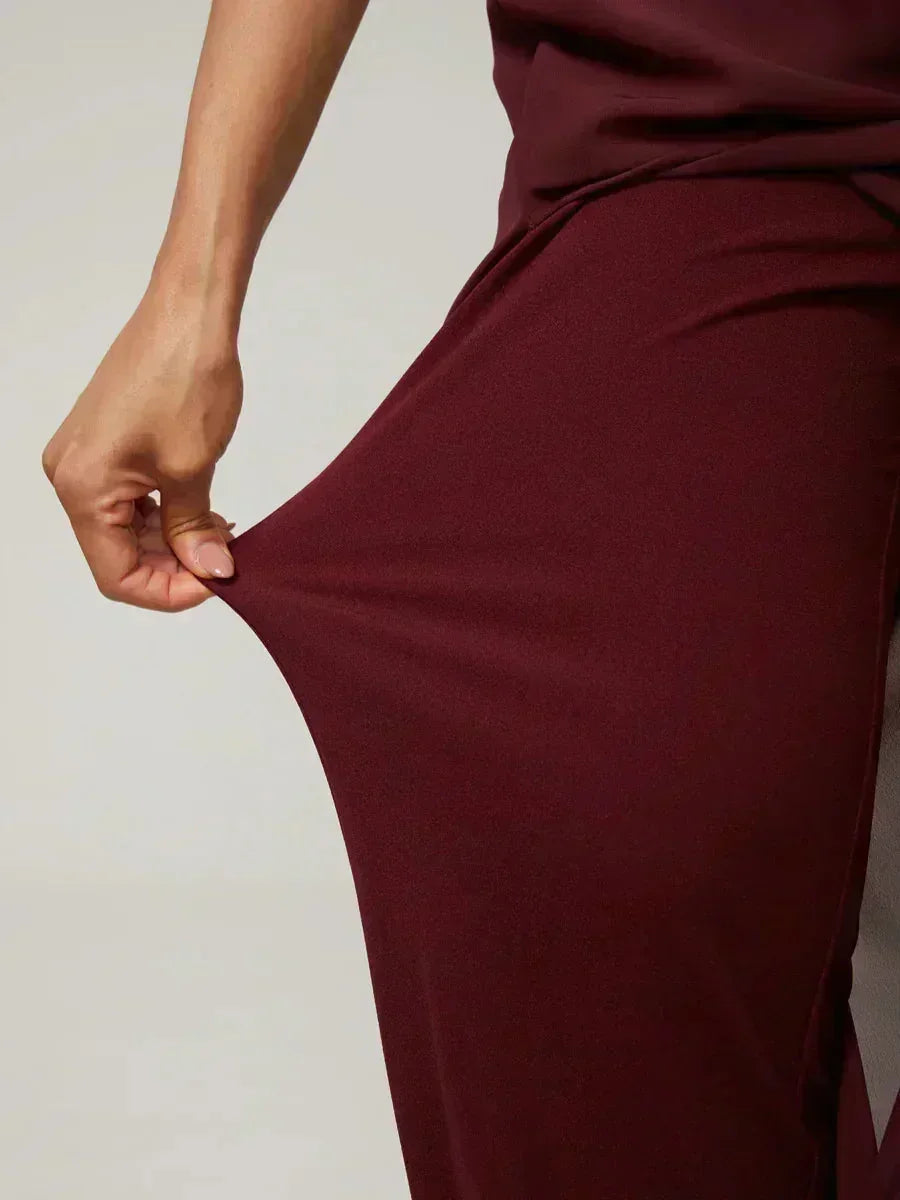 Straight Pants with Chiffon Layer