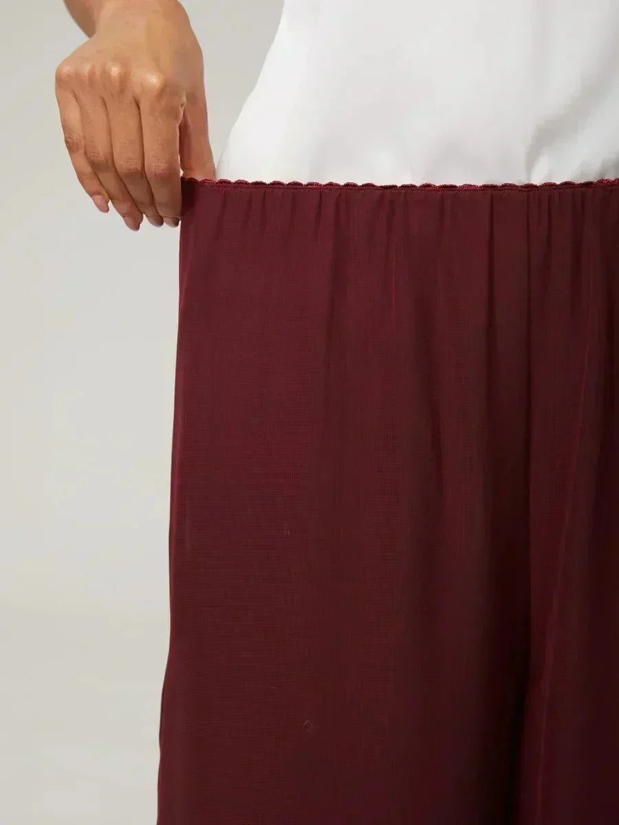 Straight Pants with Chiffon Layer