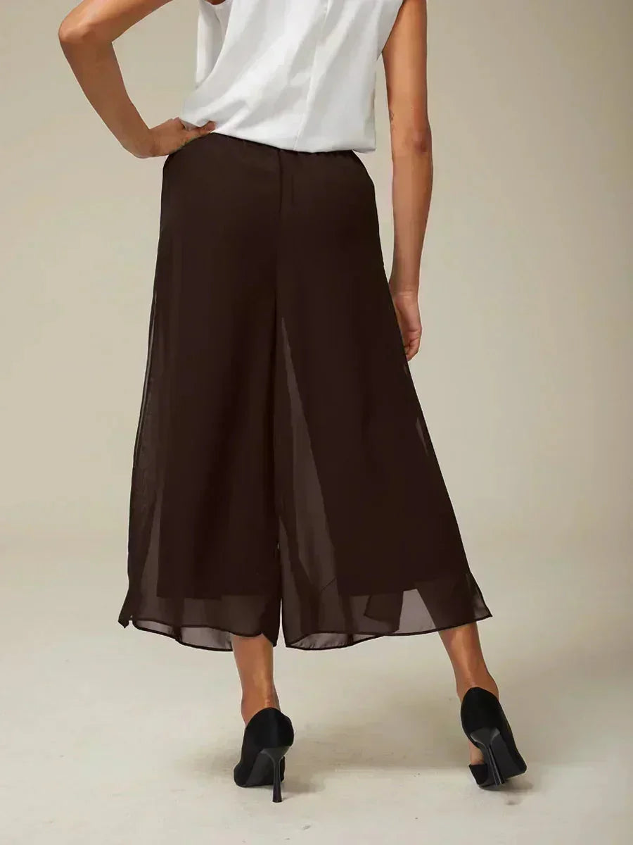 Straight Short Pants with Chiffon Layer