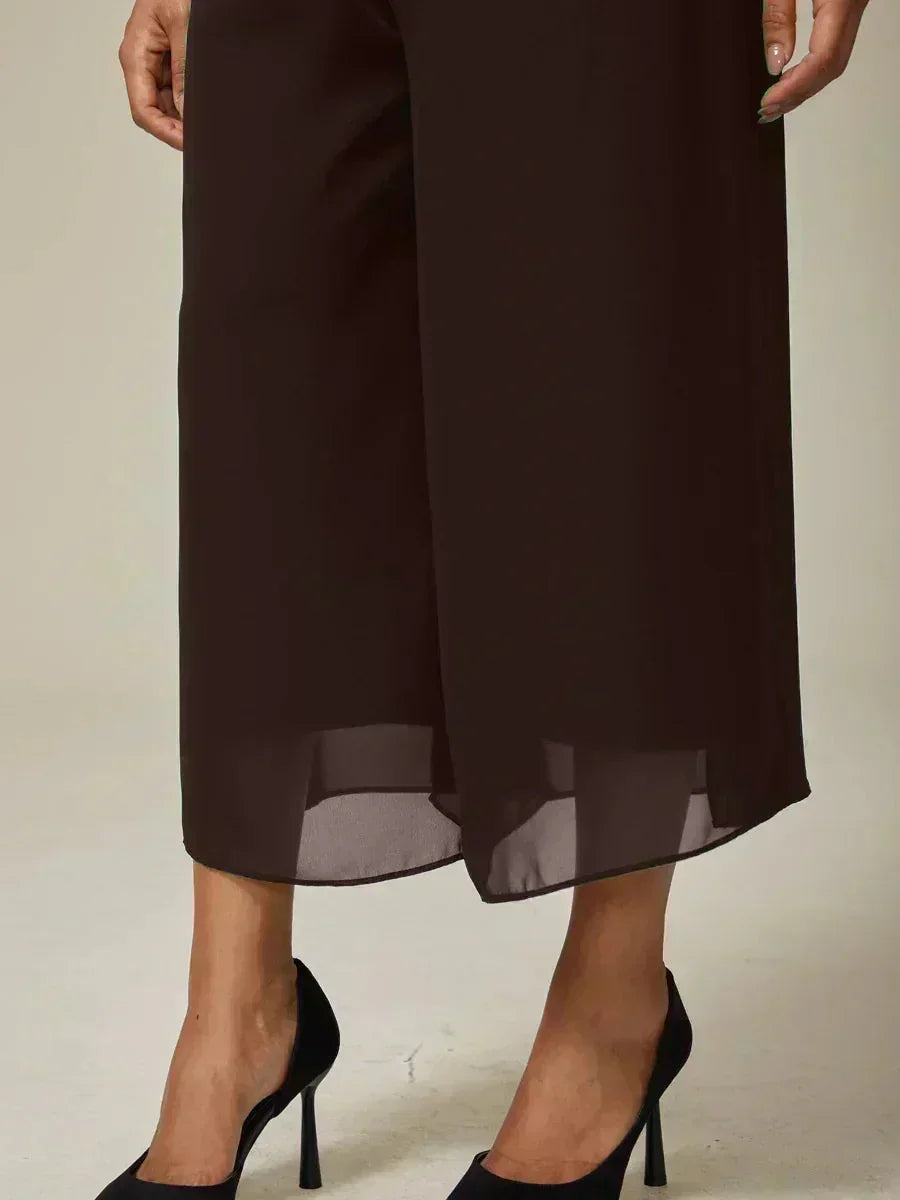 Straight Short Pants with Chiffon Layer
