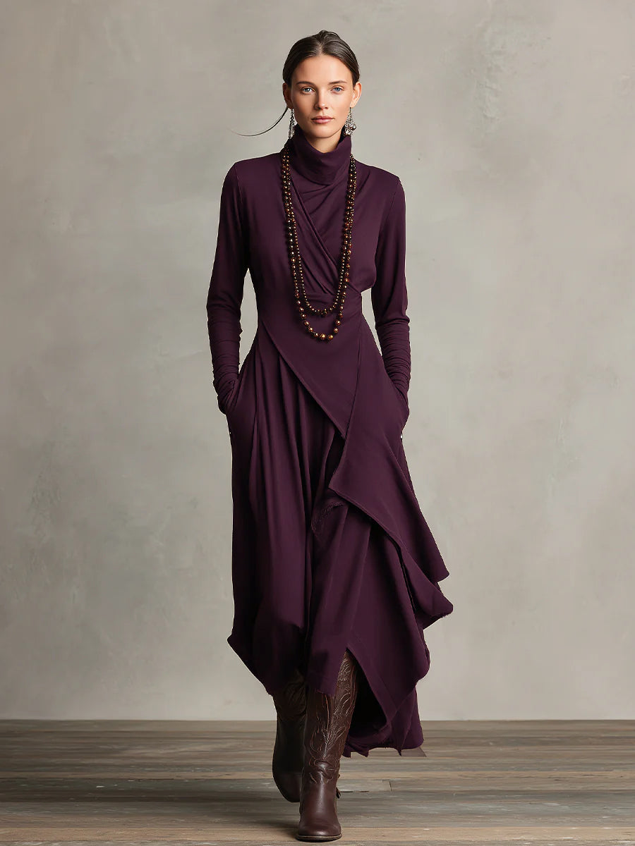 Asymmetrical Maxi Dress for Women in Purple
