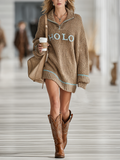 Knitted Mini Dress with Zipper and Cardigan, Model MDA1869I5Y