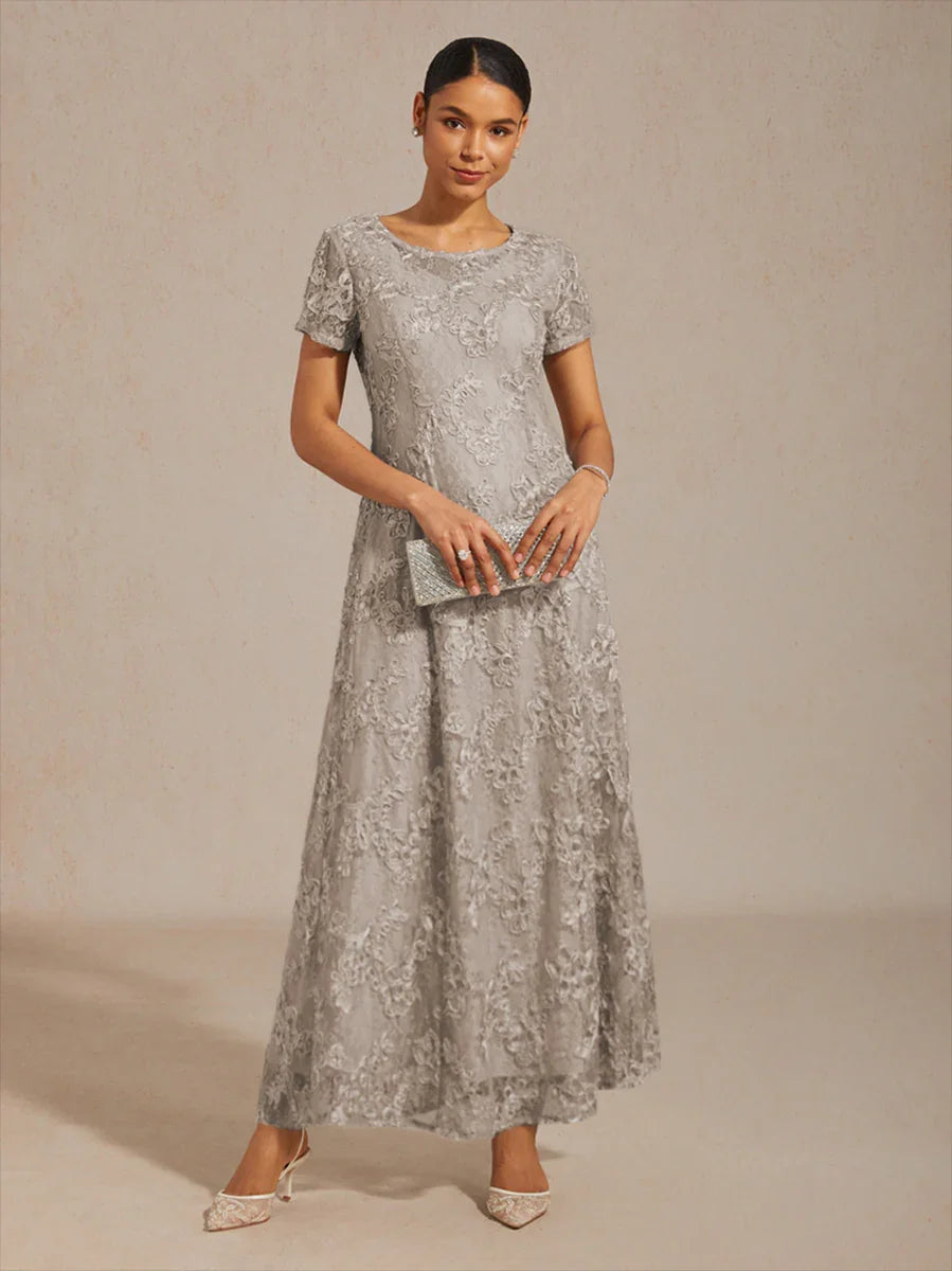 A-Line Dresses with Lace Rosettes and Sequin Embellishments