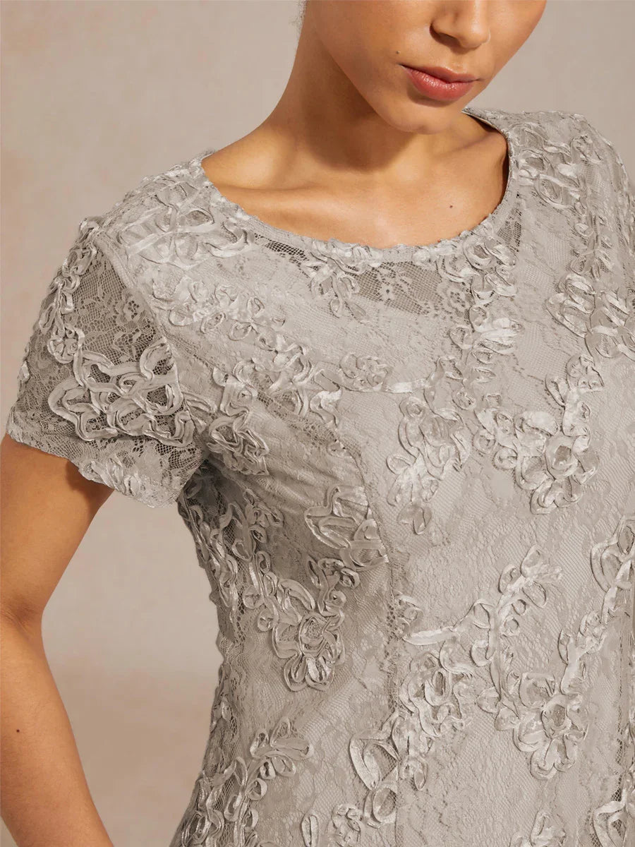 A-Line Dresses with Lace Rosettes and Sequin Embellishments