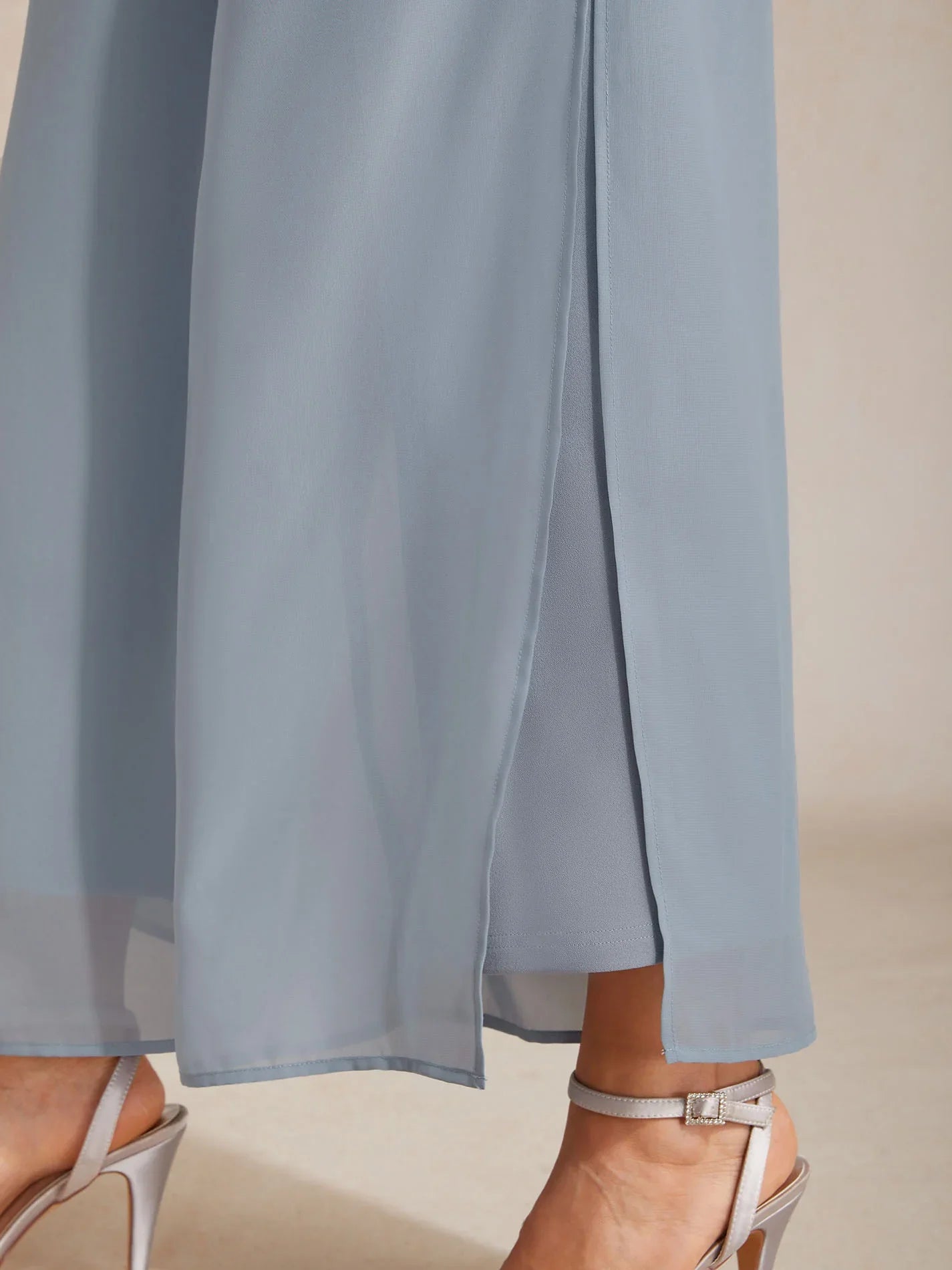 Straight Pants with Chiffon Layer