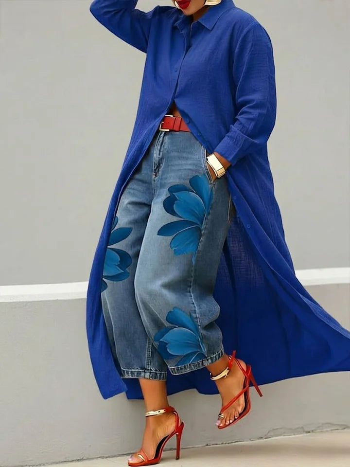 Very | Long Sleeve Shirt and Floral Jeans Coordinate