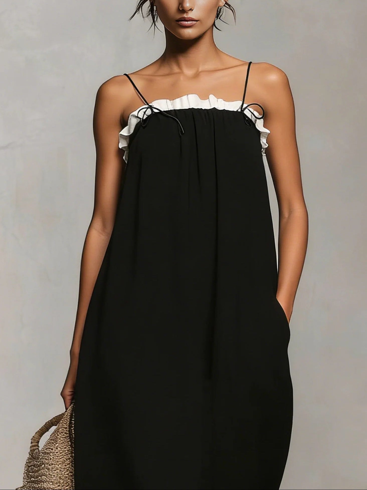 Miral™ | Maxi Dress with Color Blocks and Thin Straps