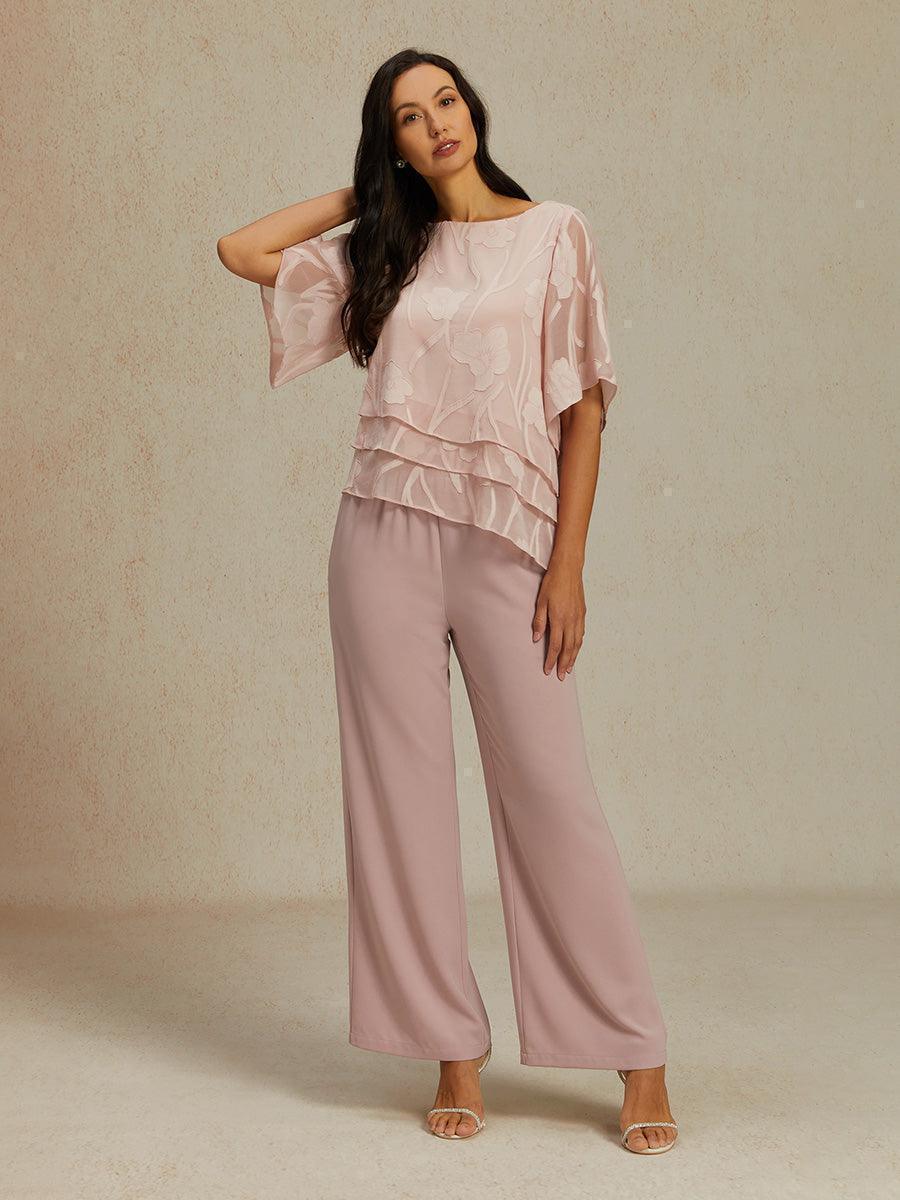Layered chiffon blouse with floral pattern