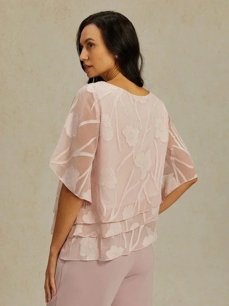 Silk Layered Blouse with Flowers
