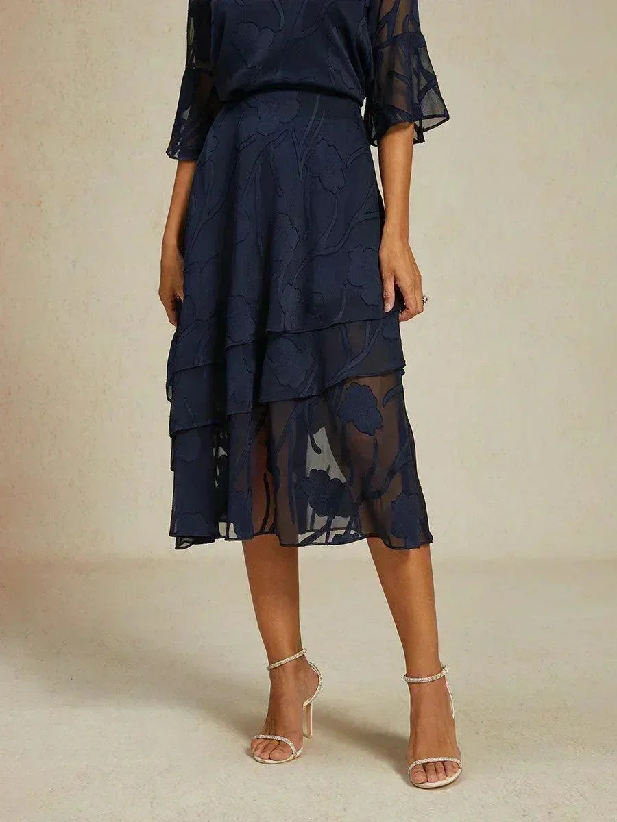 Midi Skirt in Floral Chiffon