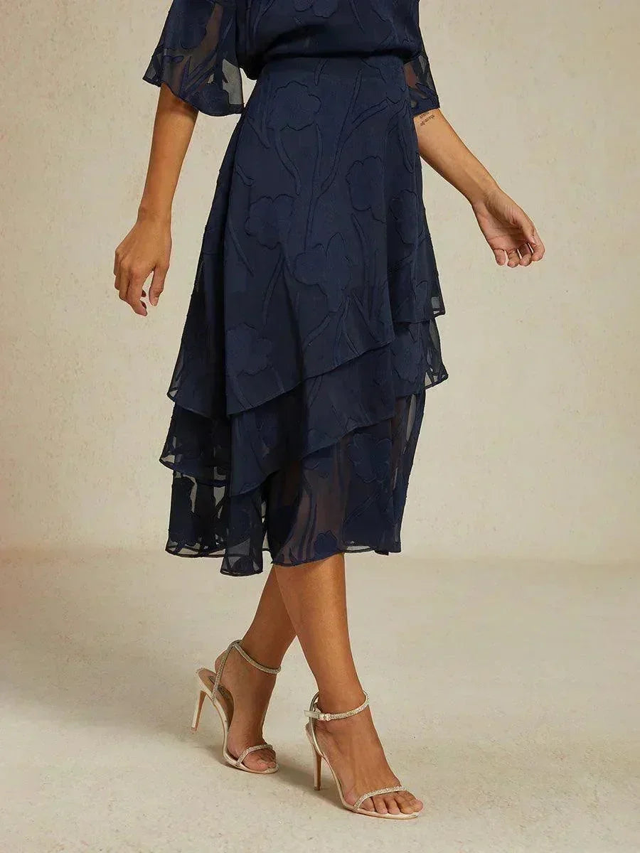 Midi Skirt in Floral Chiffon