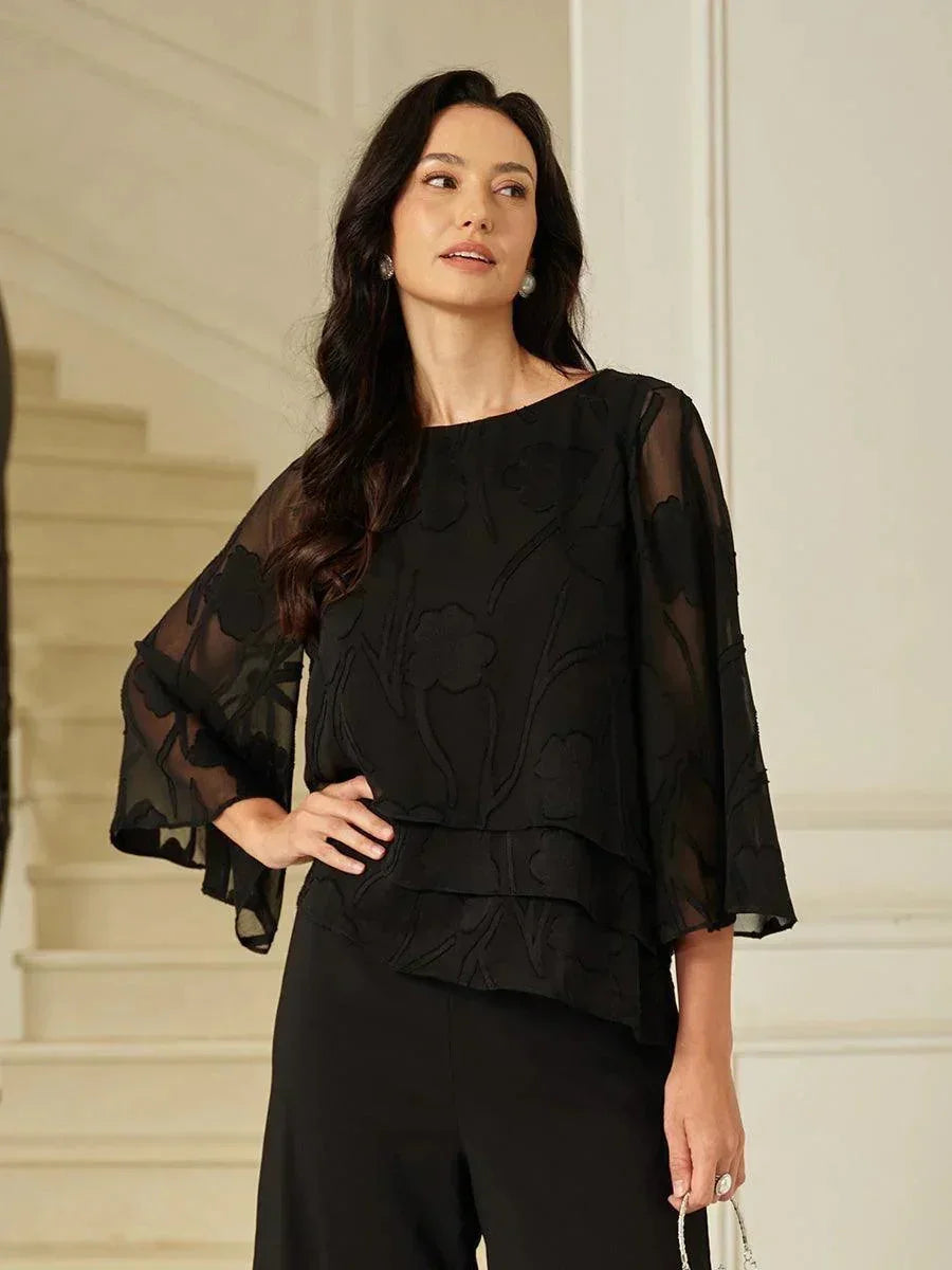 Silk Layered Blouse with Flowers