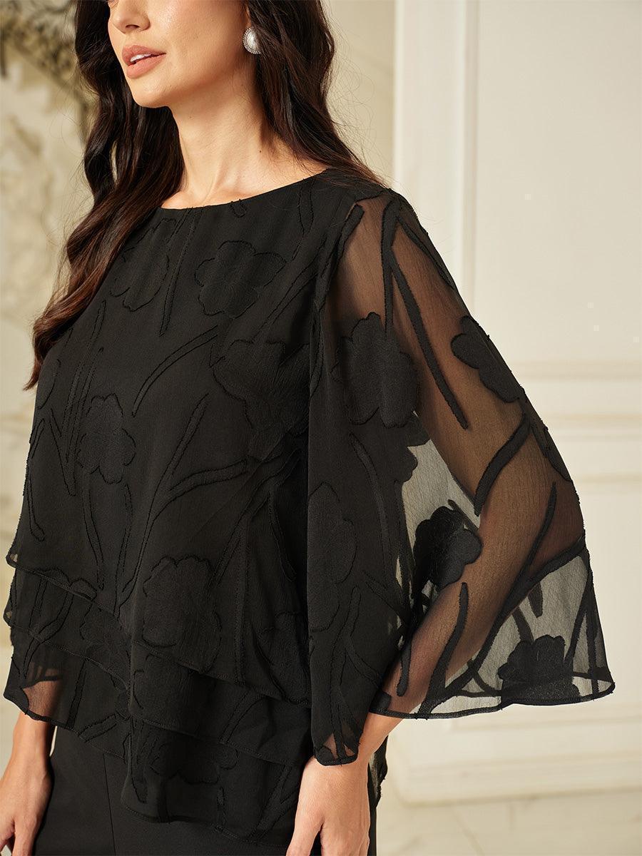 Silk Layered Blouse with Flowers