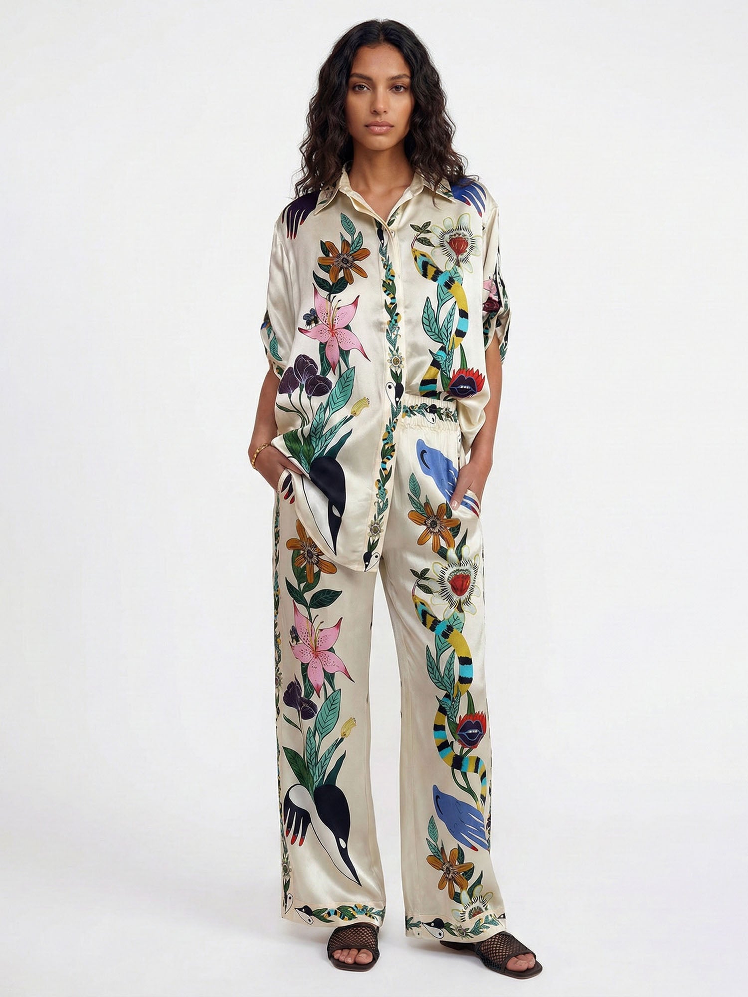 Large Blouse Shirt with Sophisticated Print
