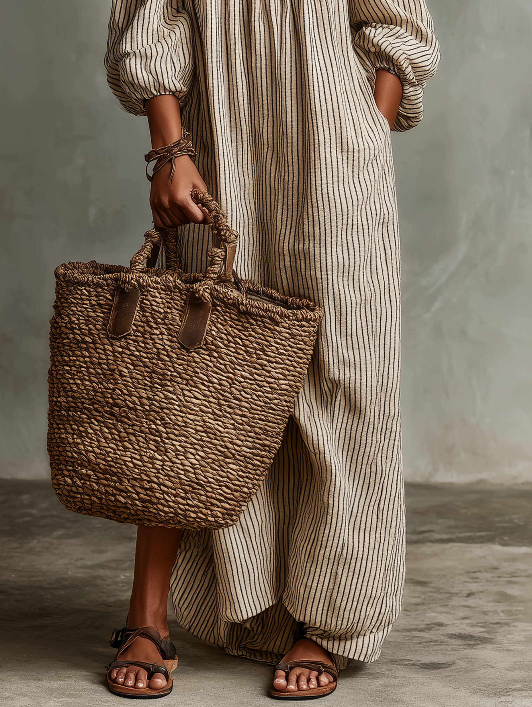 Kerman | Long Dress Made of Cotton and Linen with Off-Shoulder Design