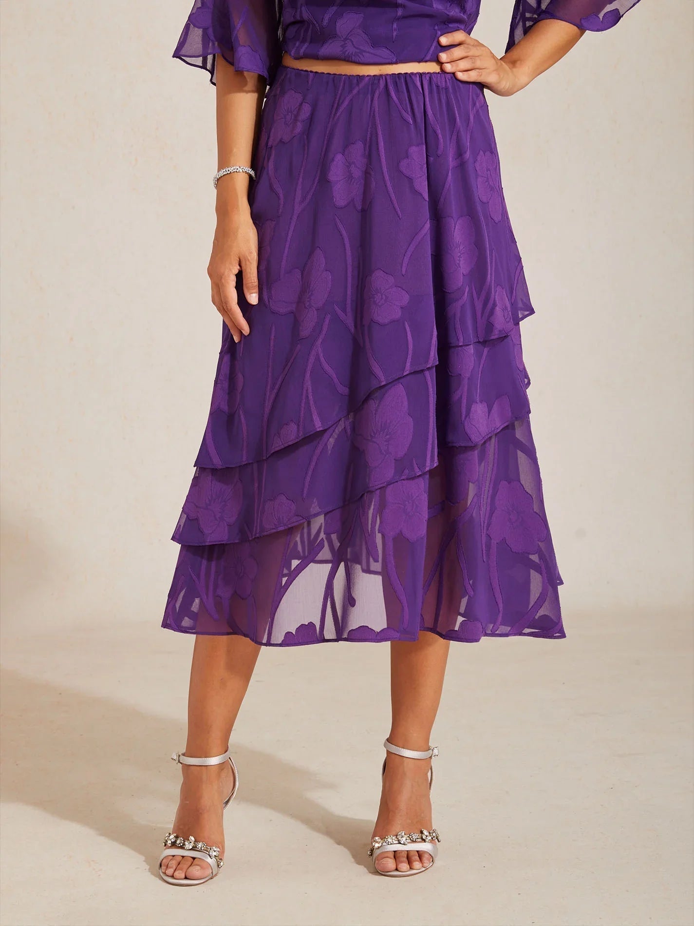 Midi Skirt in Floral Chiffon