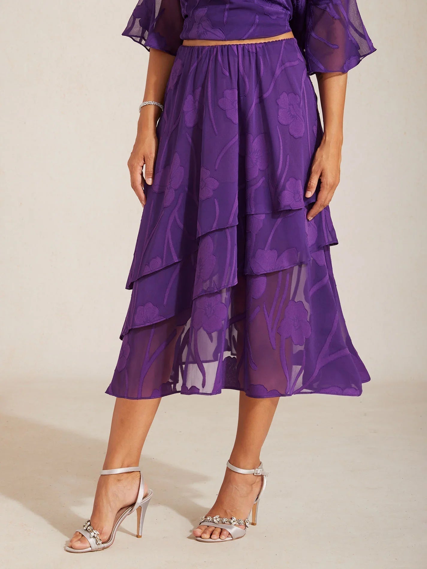 Midi Skirt in Floral Chiffon