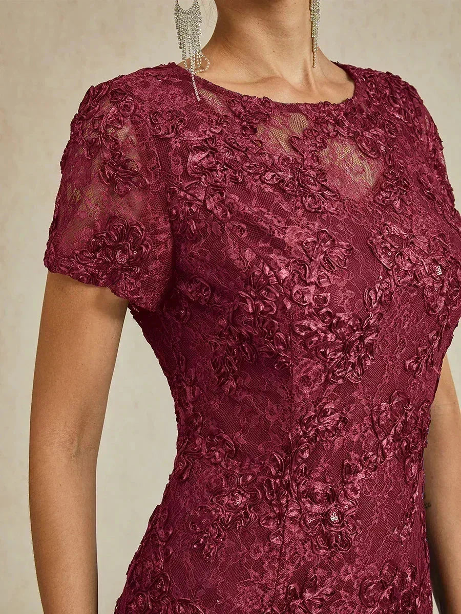 A-Line Dresses with Lace Rosettes and Sequin Embellishments