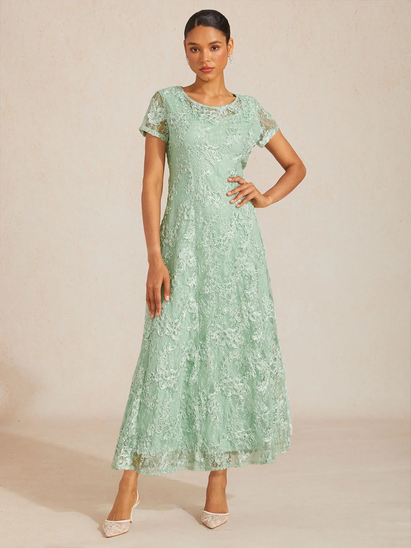 A-Line Lace Dresses with Sequin Embellishments