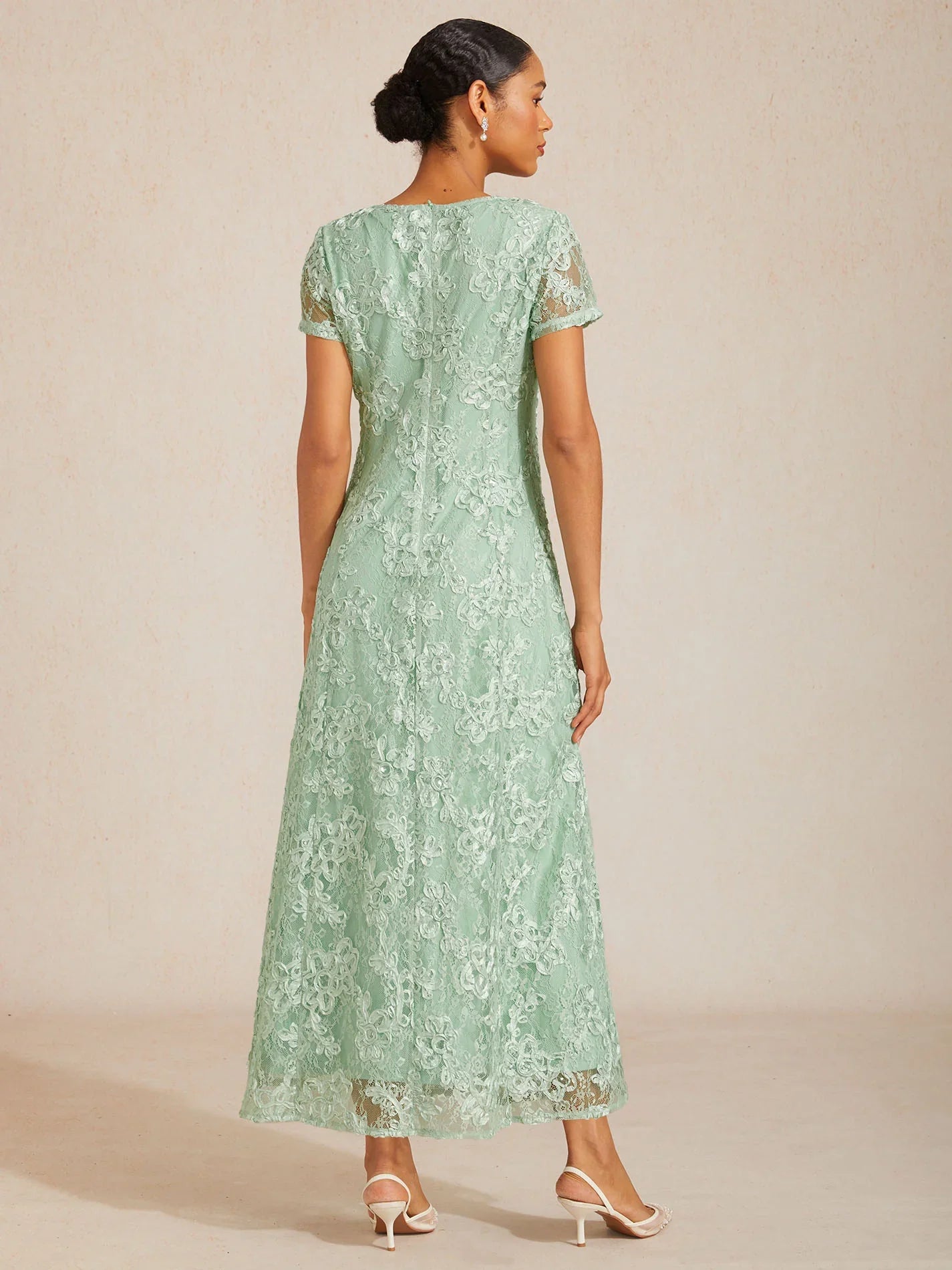 A-Line Dresses with Lace Rosettes and Sequin Embellishments