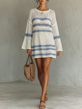 Women’s Open Mini Stripe Dress in Vacation Style MDA1806L6Y