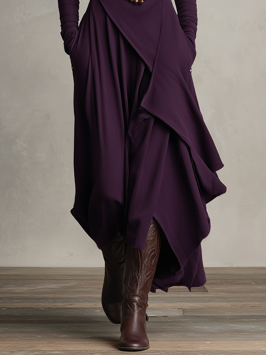 Asymmetrical Maxi Dress for Women in Purple