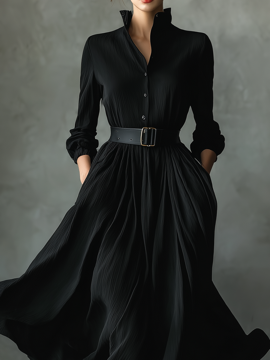 Vintage Textured Maxi Dresses in Black for Women MDA0859H8T
