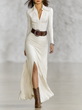 Maxi Dresses with Collar and Long Sleeves for Women (Without Belt) MDA2480G9Y