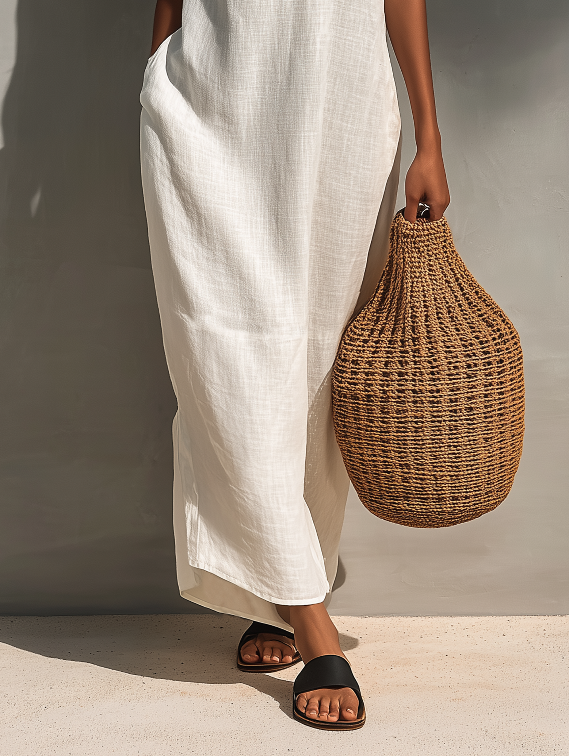 Minimalist Maxi Dress for Women with Cut Collar MDZ1206B6Y