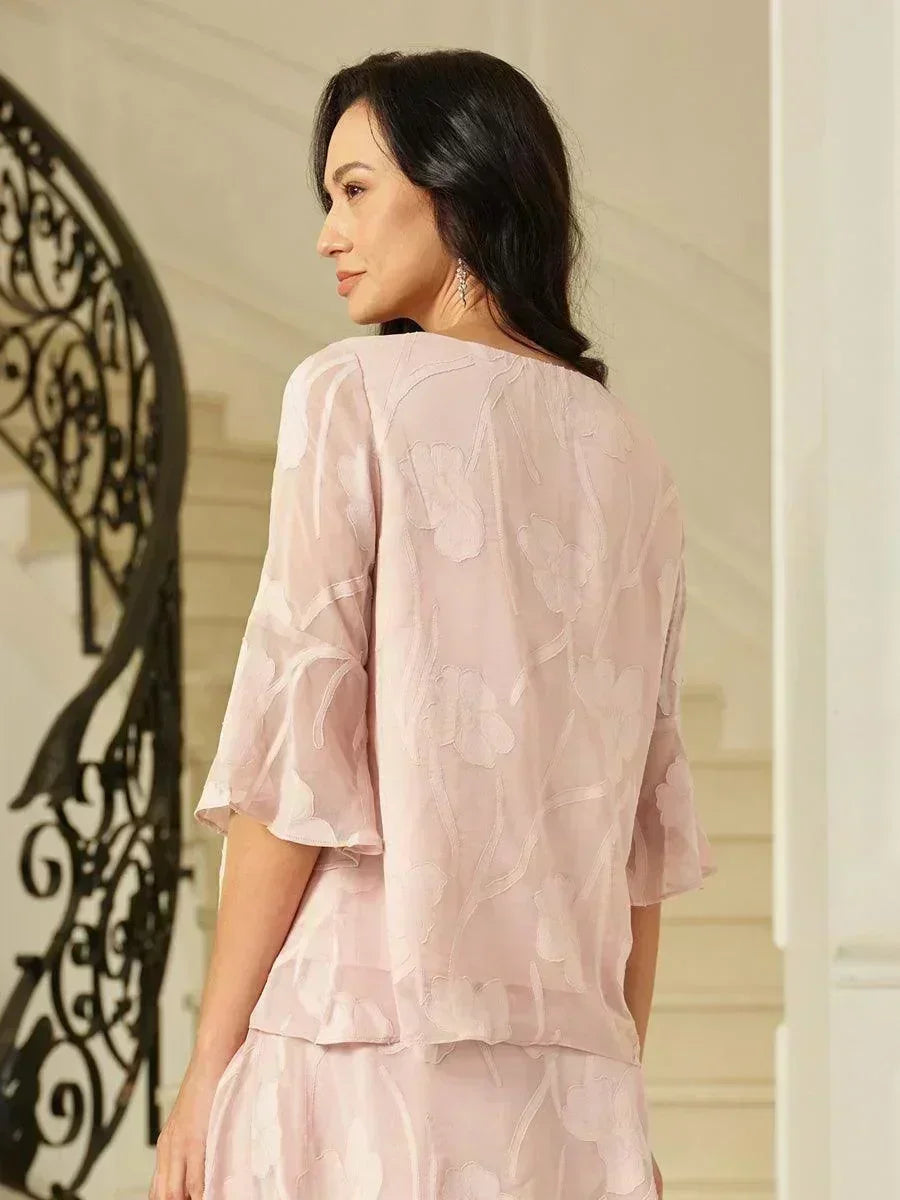 Elegant chiffon blouse with asymmetrical hem