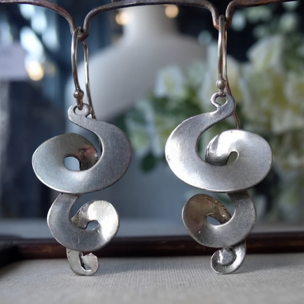 Vintage Twisted Silver Earrings