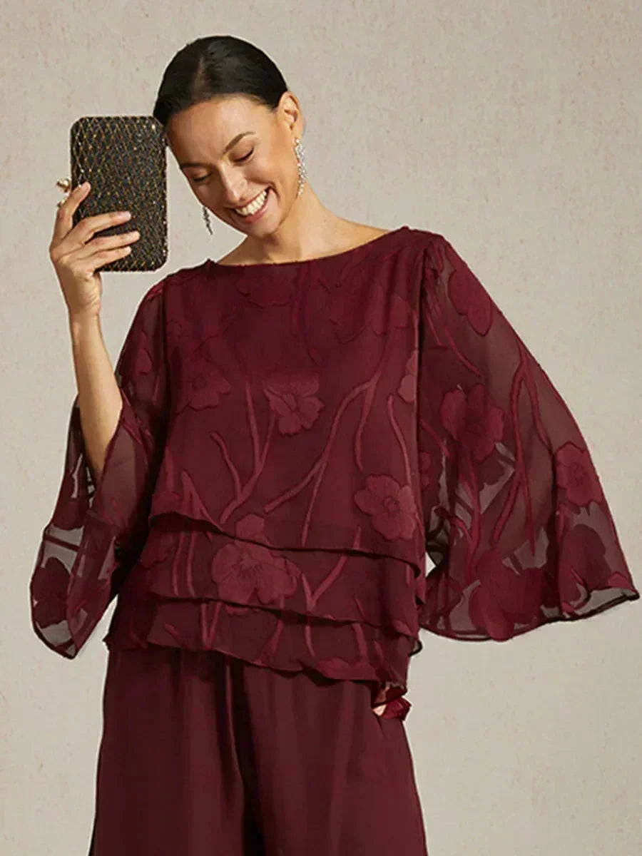 Silk Layered Blouse with Flowers