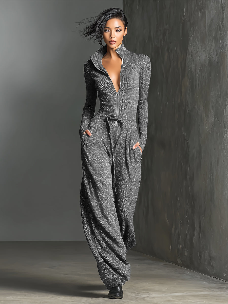 Elegant Women's Jumpsuit with Front Zipper MDA2560G5I