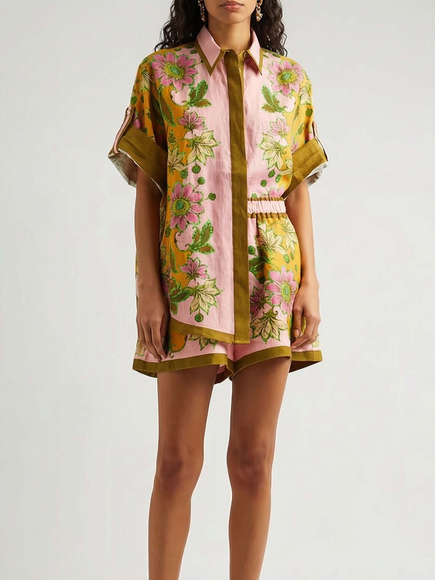 Tropical Shirt and Shorts Set