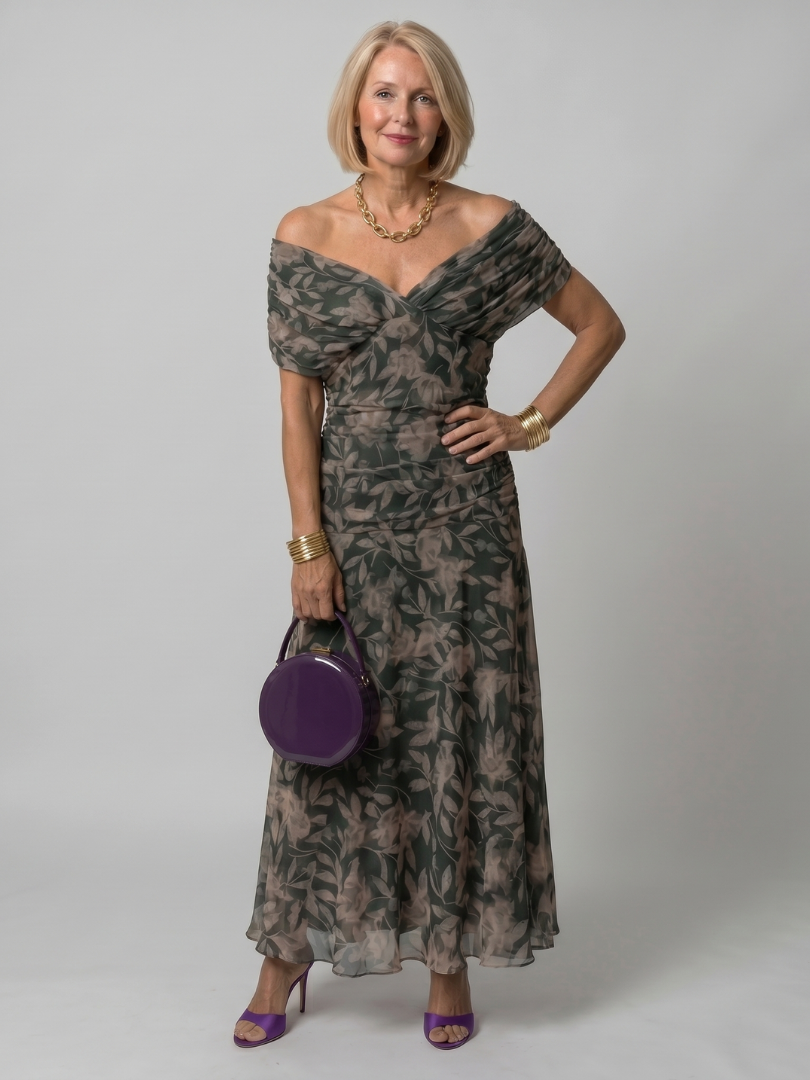 Klen | Midi Dress with Exposed Shoulders