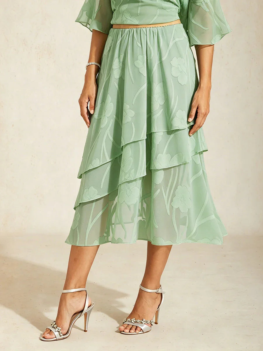 Midi Skirt in Floral Chiffon