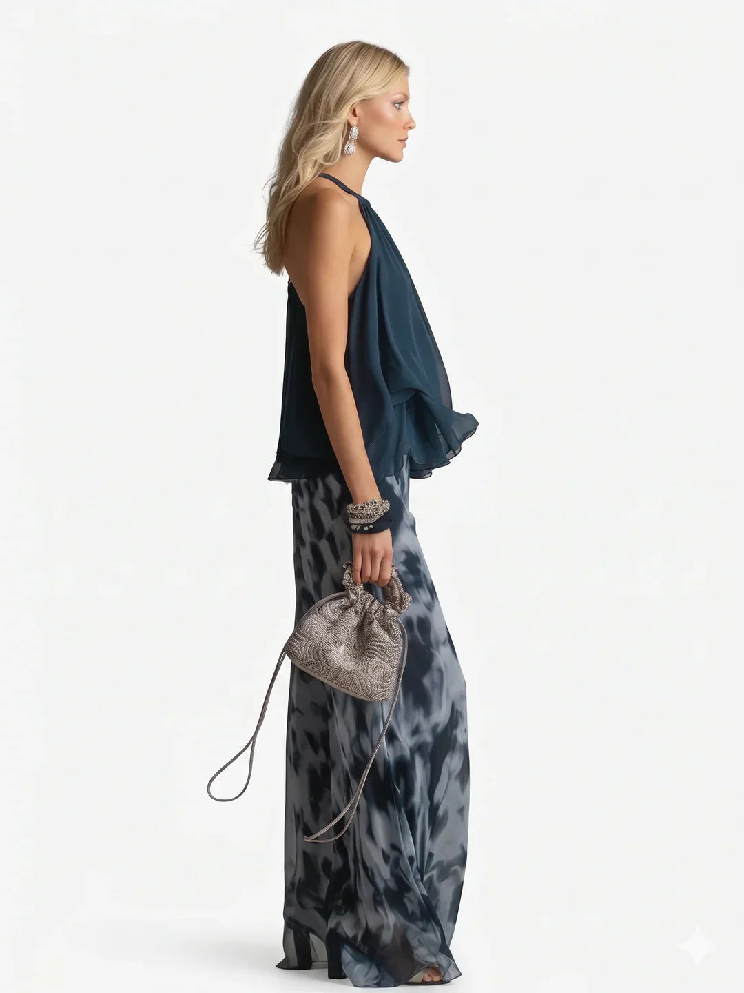 Elegant Two-Piece Chiffon Suit