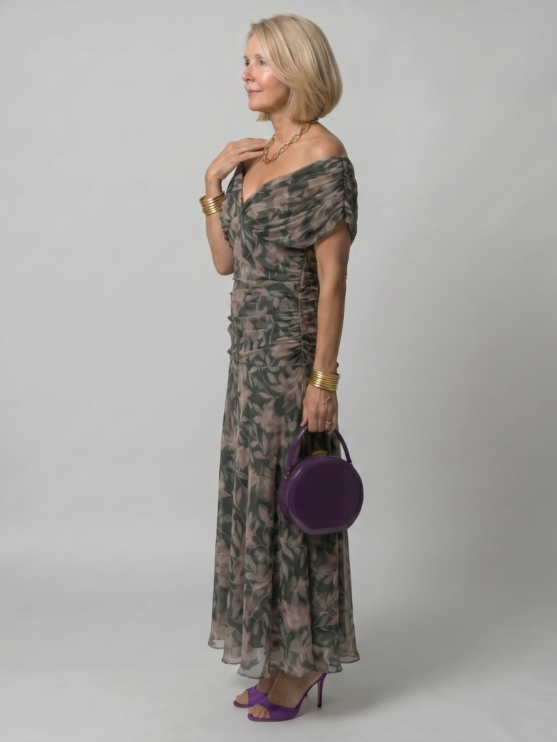 Klen | Midi Dress with Exposed Shoulders