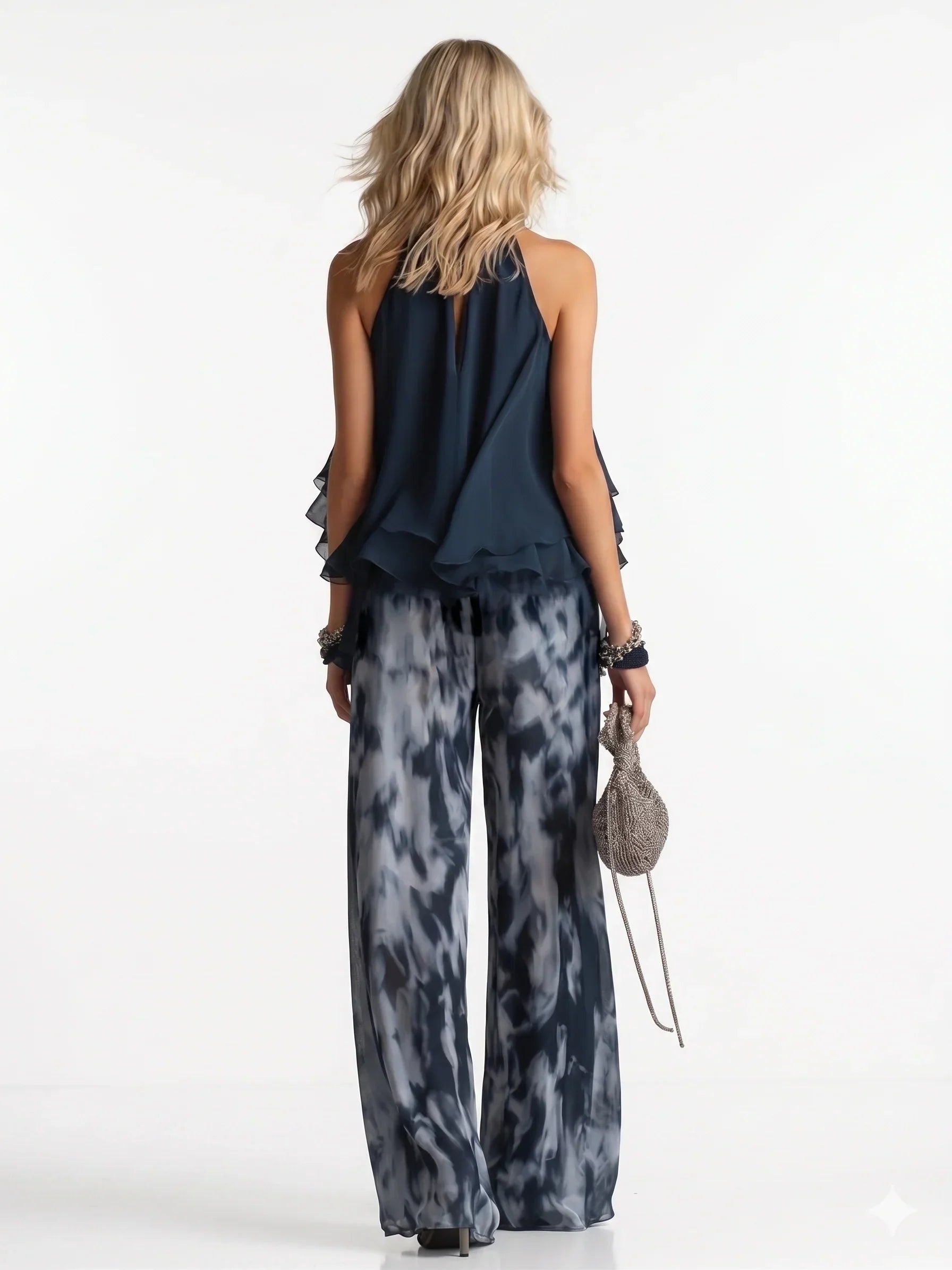 Elegant Two-Piece Chiffon Suit
