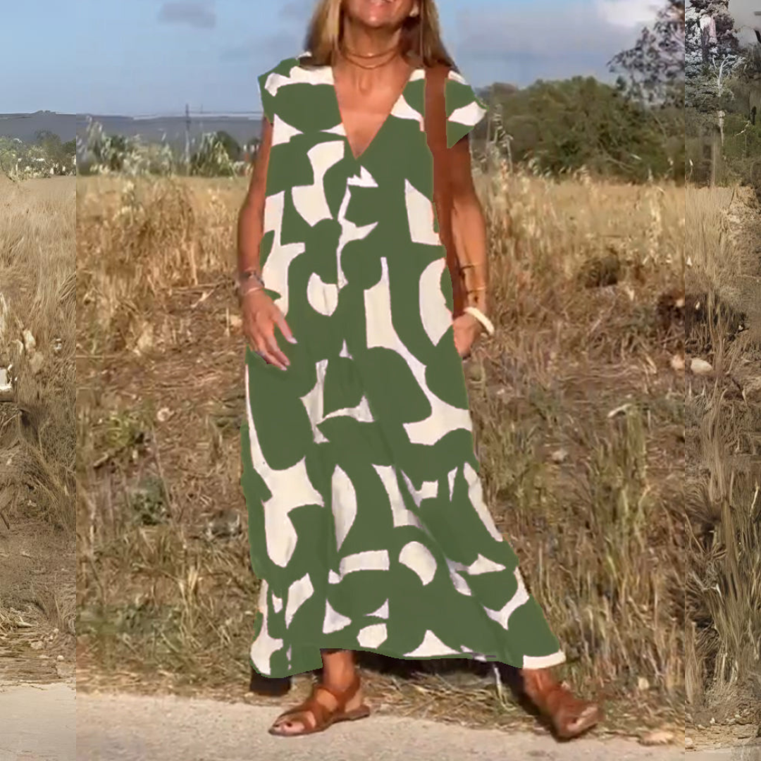 ELENA | Printed Dress with V-Neck