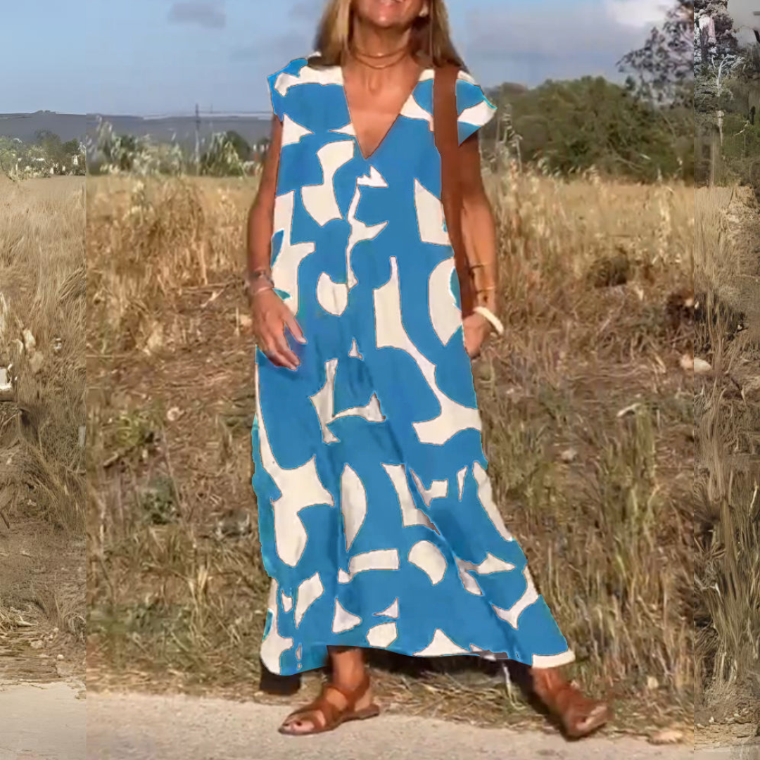 ELENA | Printed Dress with V-Neck
