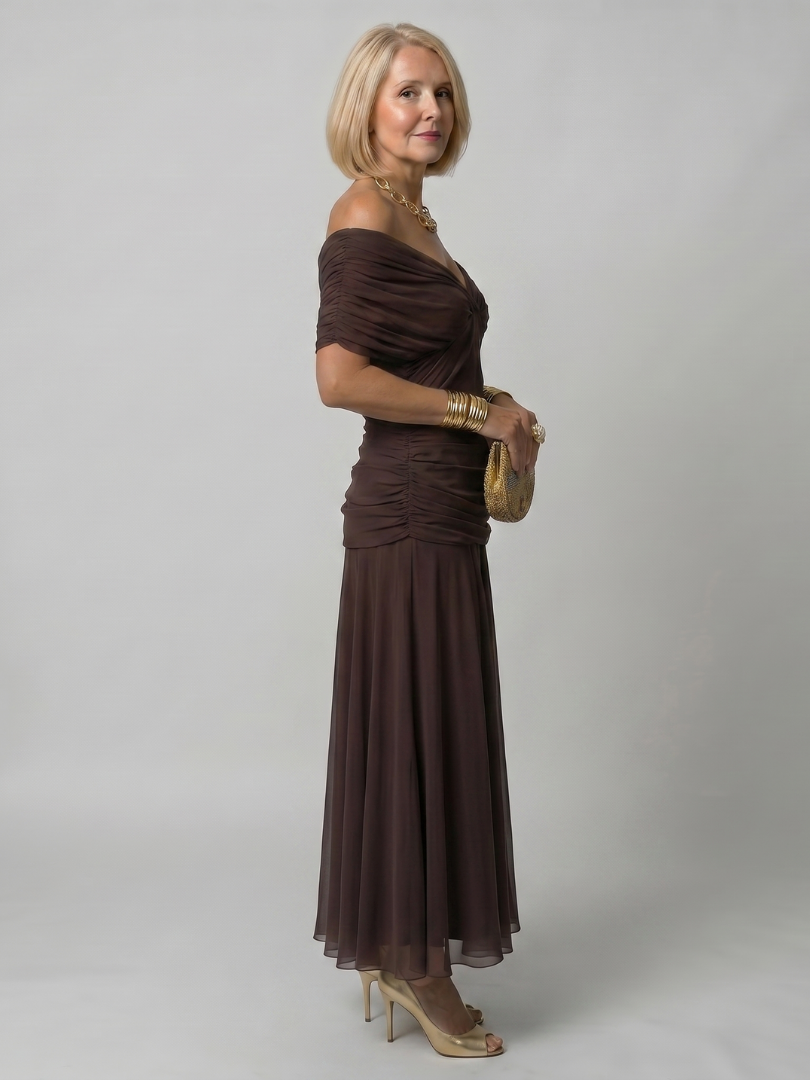 Klen | Midi Dress with Exposed Shoulders