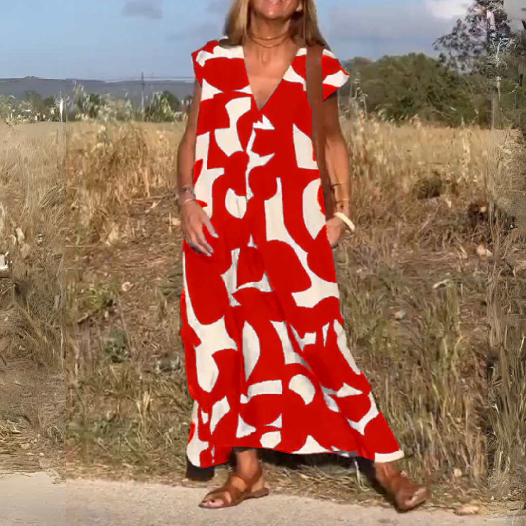 ELENA | Printed Dress with V-Neck