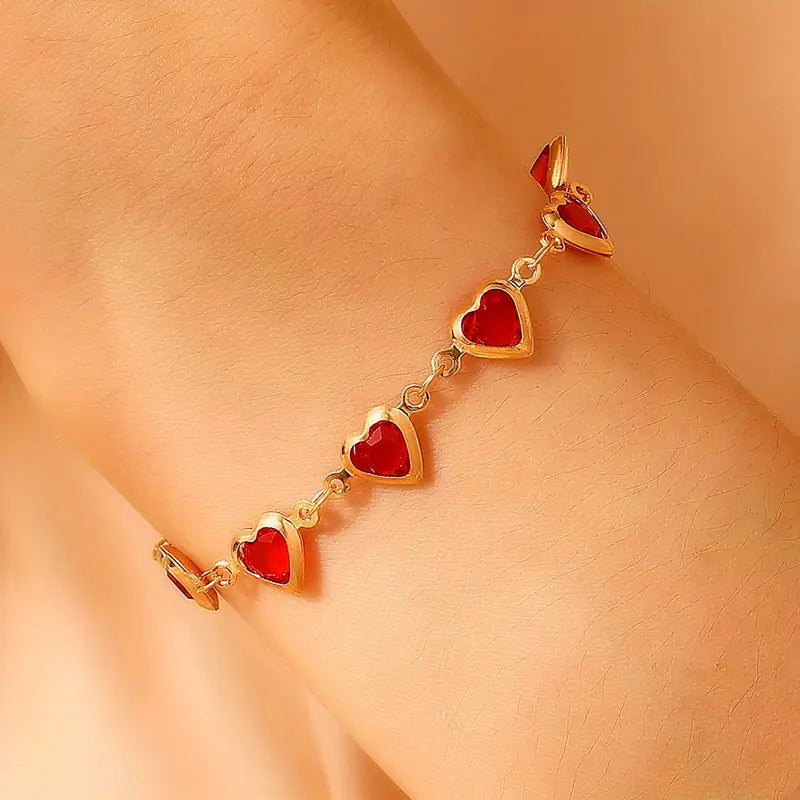 Red Gold Heart Bracelet