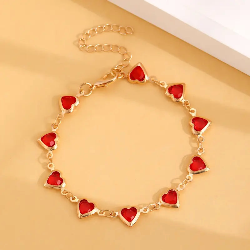 Red Gold Heart Bracelet