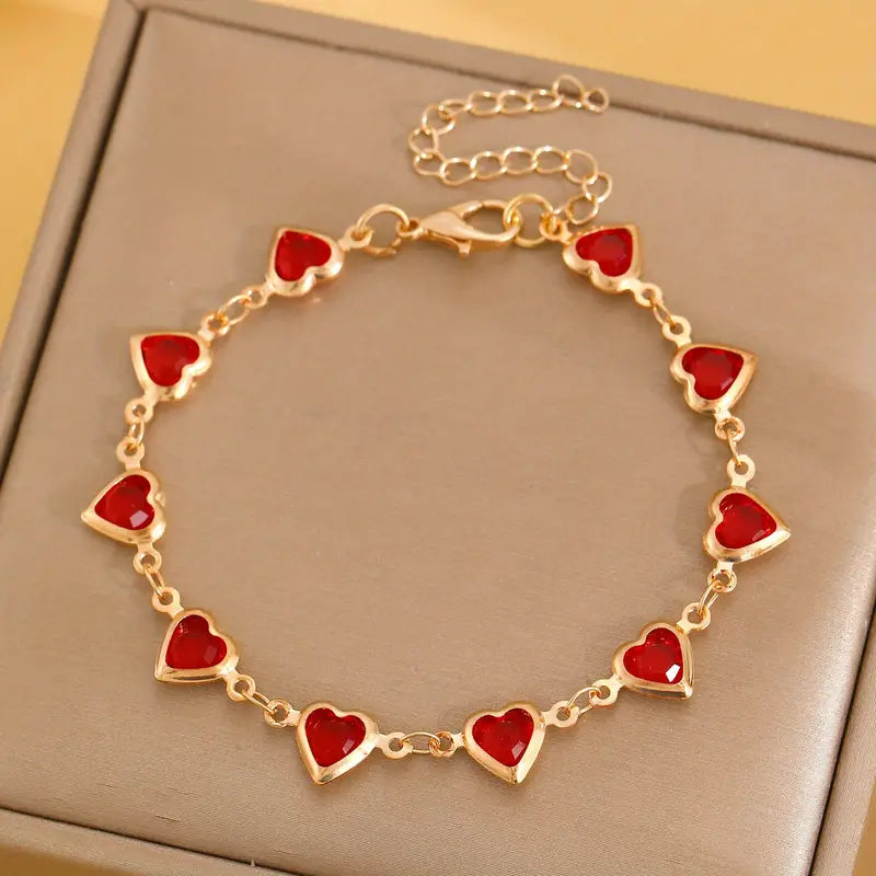 Red Gold Heart Bracelet