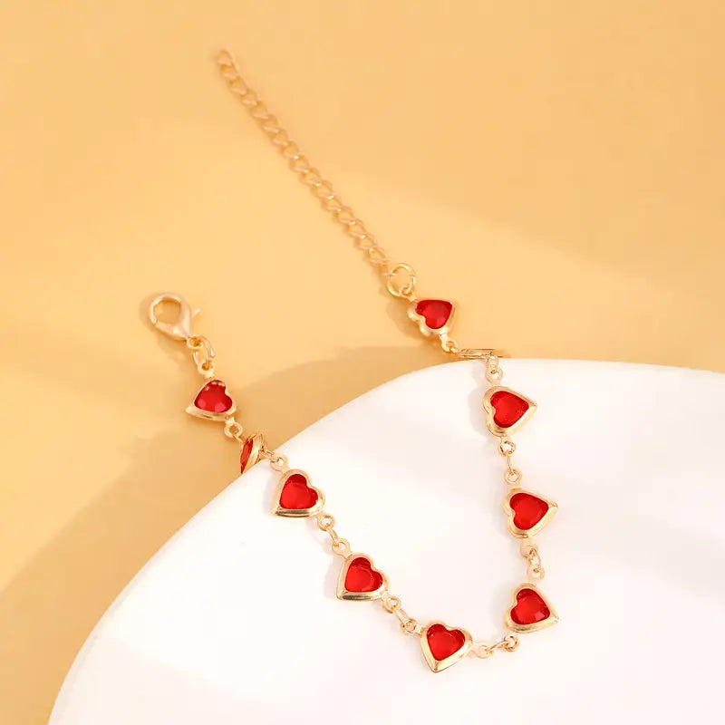 Red Gold Heart Bracelet