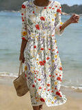 Christina | Maxi Dress with Round Neck and Floral Pattern