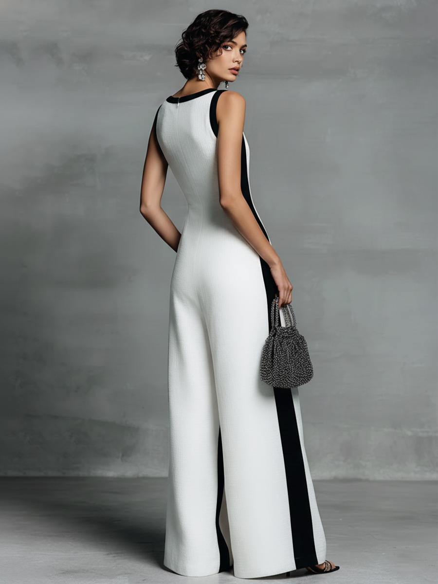 Women's Bodysuit in Black and White Made of Linen-Cotton Fabric with Thin Straps MDZ0528B0BA
