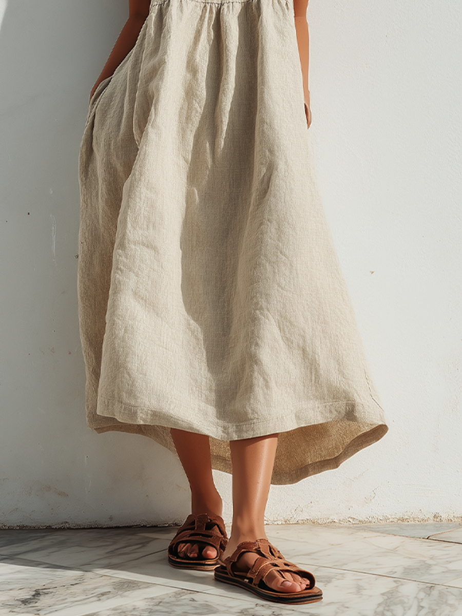 Lightweight Long Dresses with Loose Cut and Asymmetrical Hem for Women, Casual Elegant Contemporary Style MDZ1369D3LYL